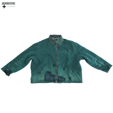 Distressed Denim Jacket - Faded Pine